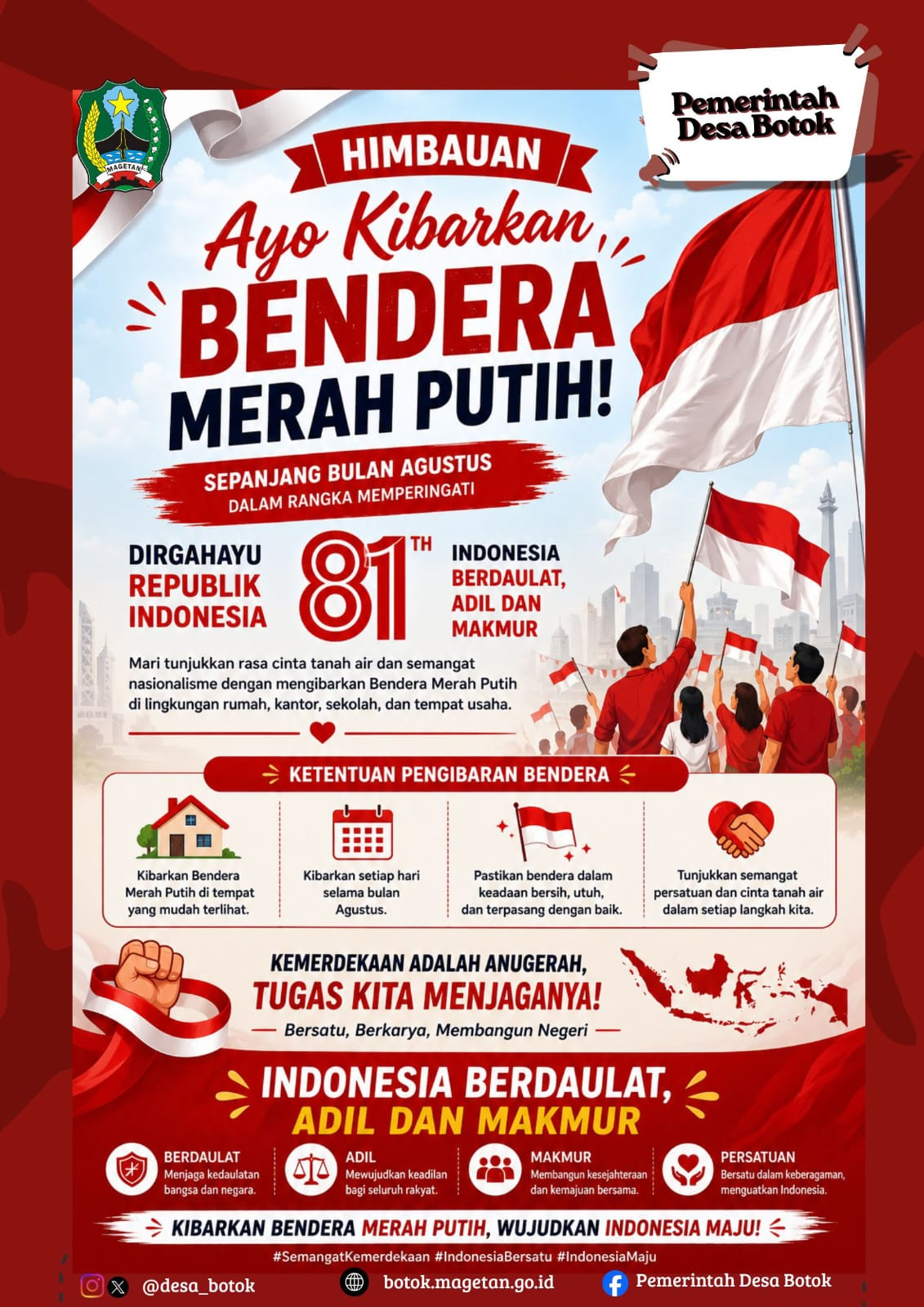 HIMBAUAN MENGIBARKAN BENDERA MERAH PUTIH