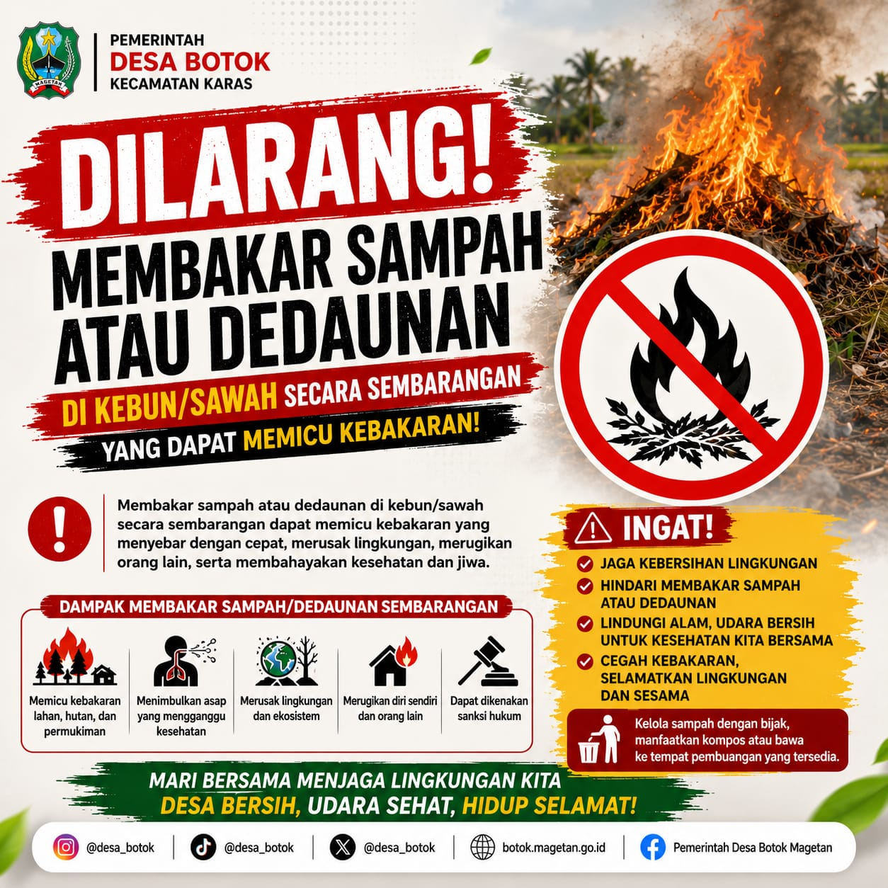LARANGAN MEMBAKAR SAMPAH SECARA SEMBARANGAN